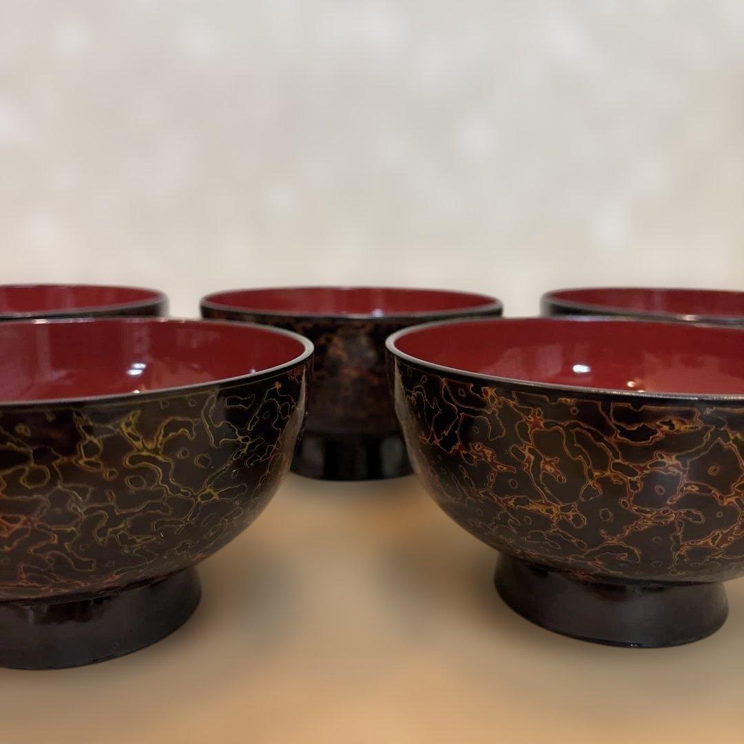 （5個セット）津軽塗 御椀 汁椀 骨董アンティーク未使用品