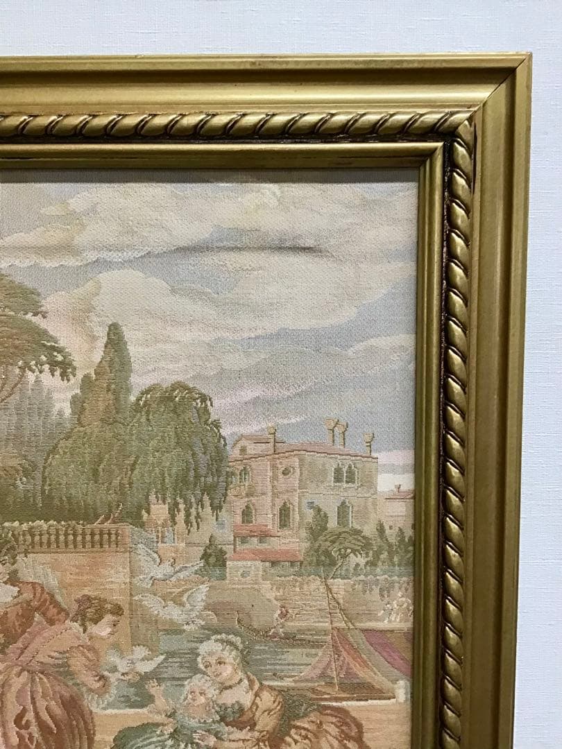 管179☆イタリア製☆ゴブラン織☆額絵