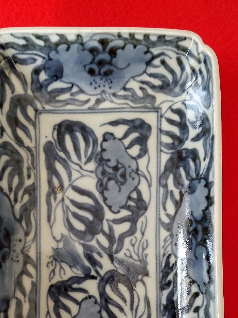 古伊万里染め付け角長皿一客