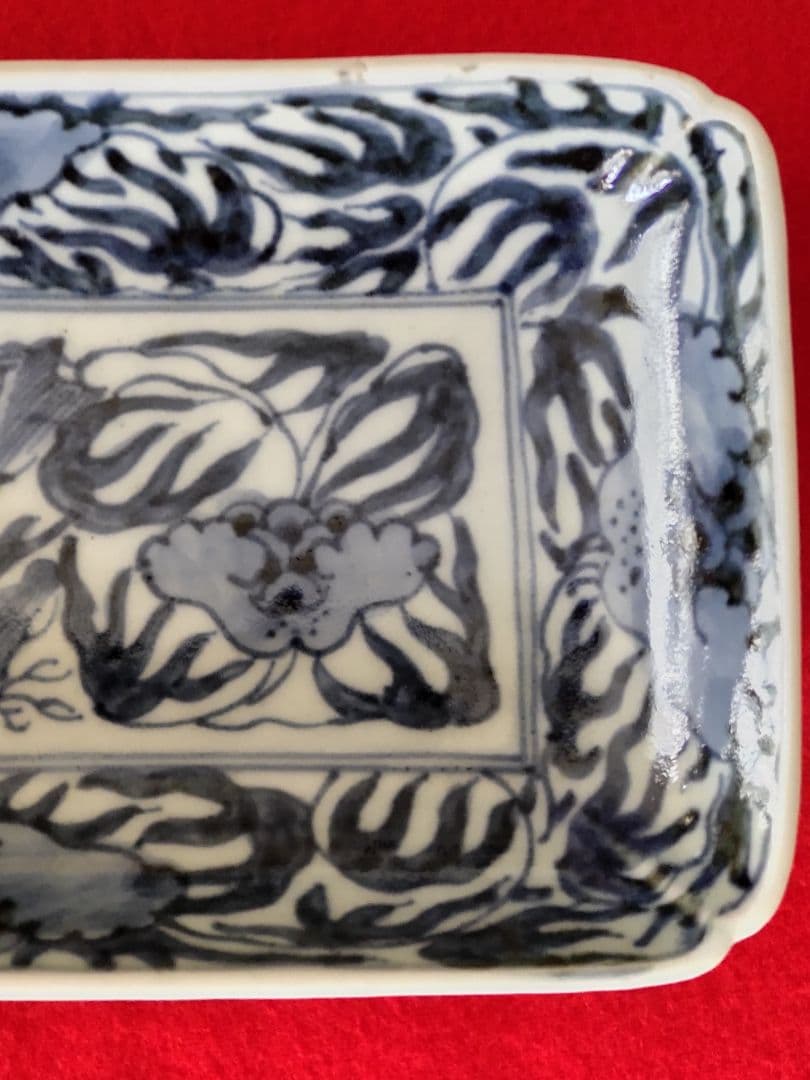 古伊万里染め付け角長皿一客