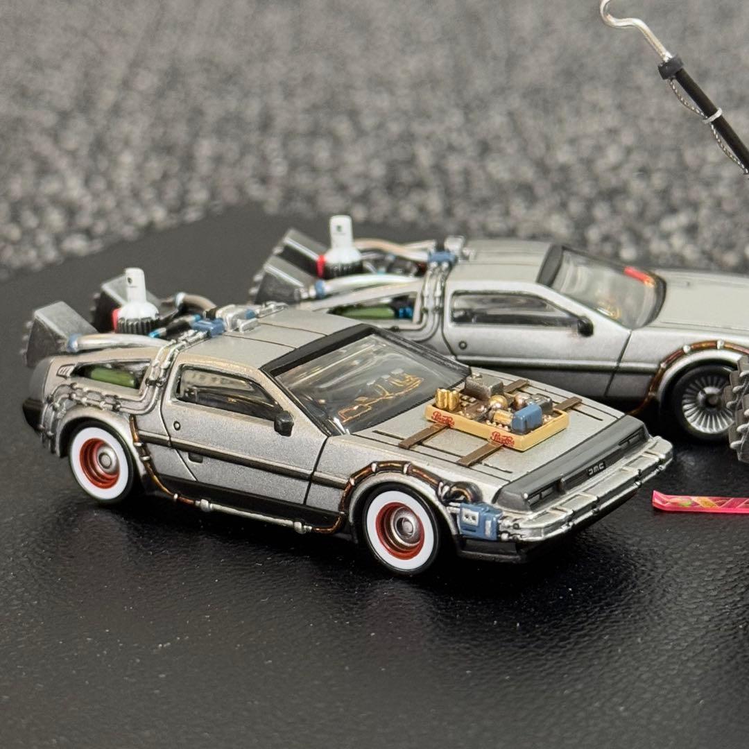 キャラウィール1/64デロリアン カスタムⅠ・Ⅱ・Ⅲ バックトゥザフューチャー