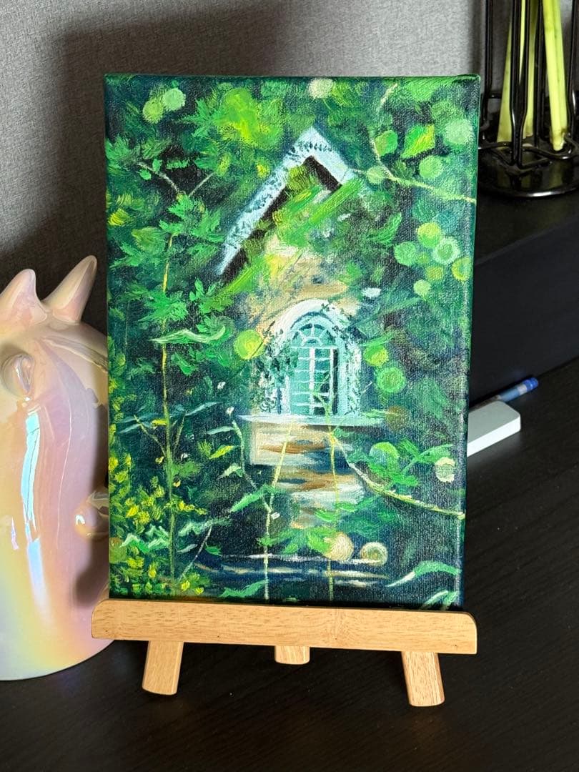 「林間の部屋」　手描き　油絵　風景画　原画　油彩画