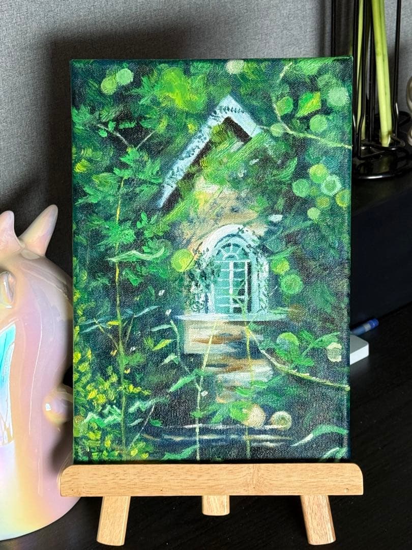 「林間の部屋」　手描き　油絵　風景画　原画　油彩画