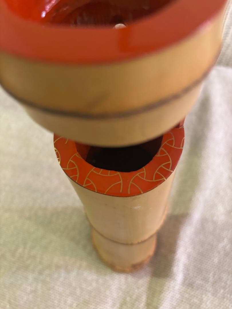 【共箱あり】竹製 花入れ 一重花入 茶道具 朱塗り