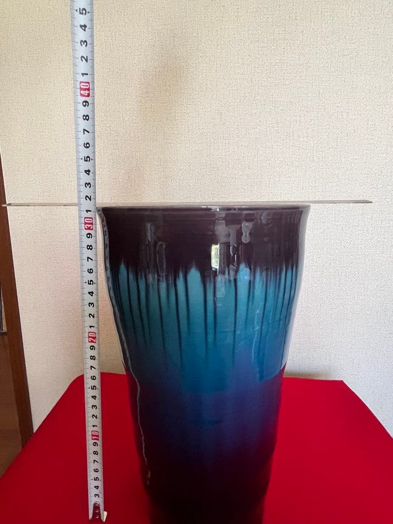 【特大】人間国宝 三代 徳田 八十吉 (正彦) 極上作 彩釉花器 共箱 T279