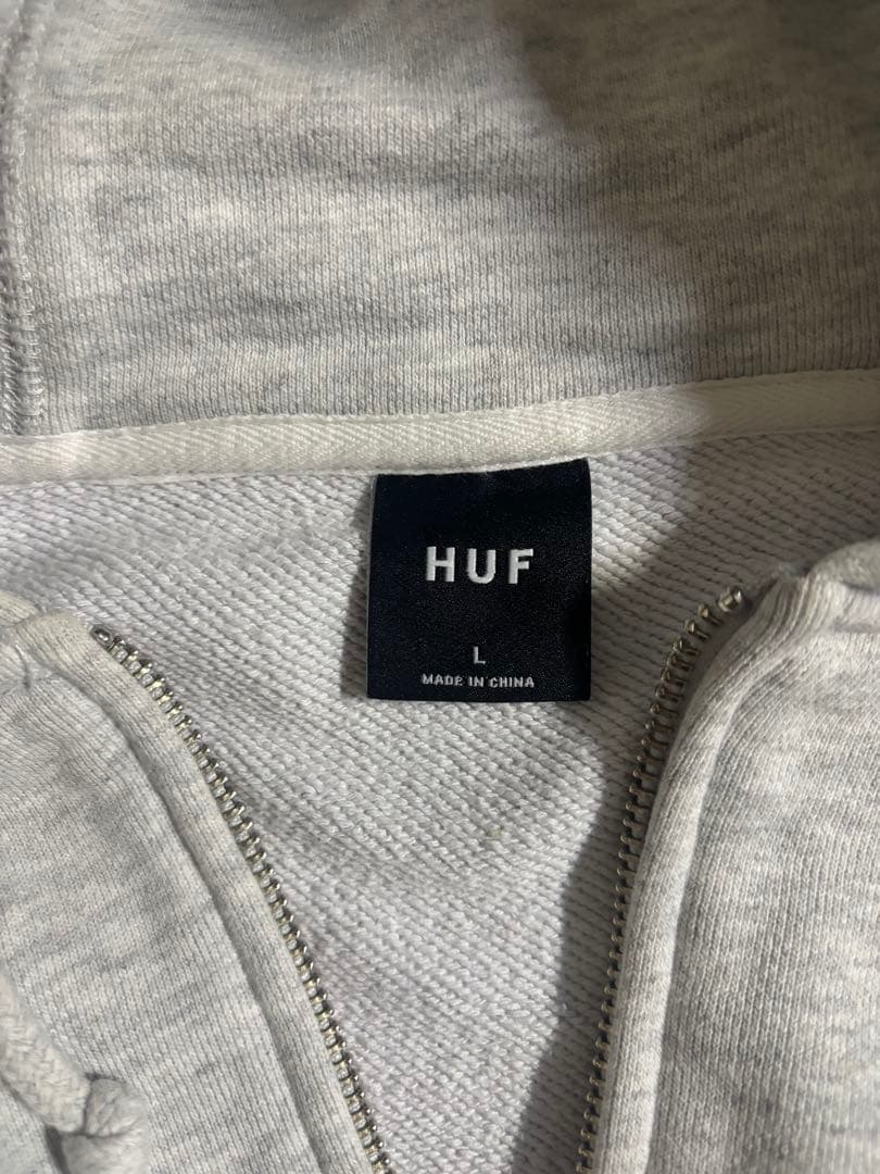 HUF グレー ジップアップパーカー Lサイズ コムドットゆうた着用