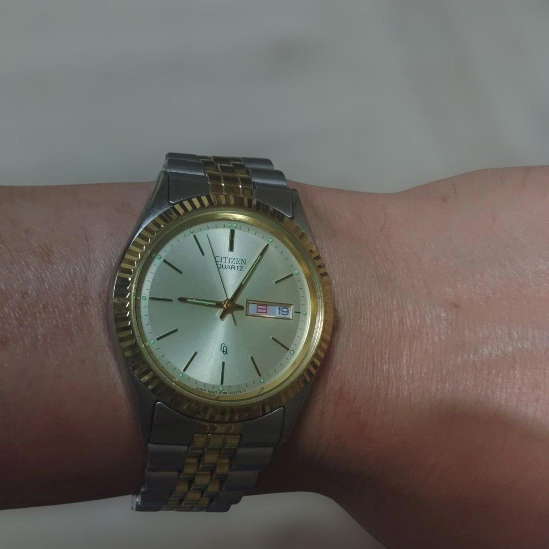 ミ*ー様 電池交換済シチズン アナログ腕時計 コンビ　フルーテッドベゼル