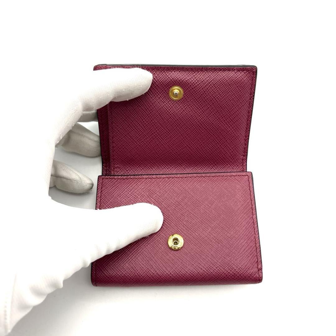 極美品◆PRADA 三つ折り財布 バイカラー サフィアーノ ゴールドロゴ