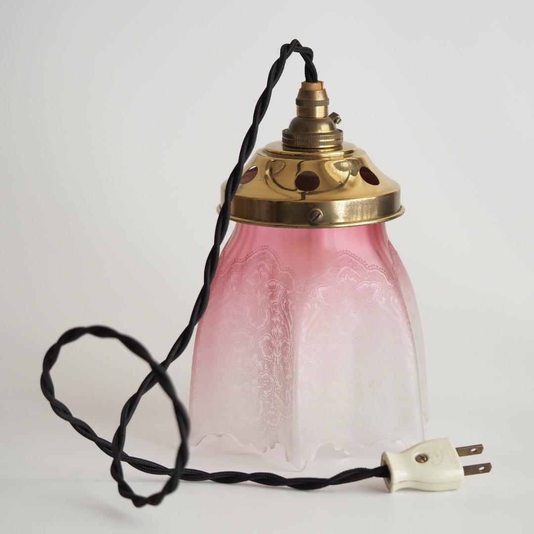 シェードランプ 天吊ランプ エッチング / アンティーク 英国製