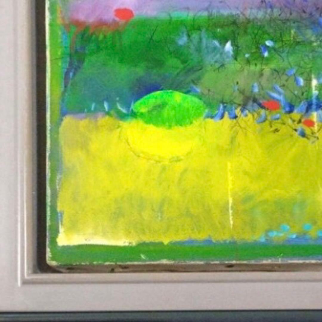 植松眞治「ローマにて」油彩 抽象画 額59×59cm 真作保証 送込