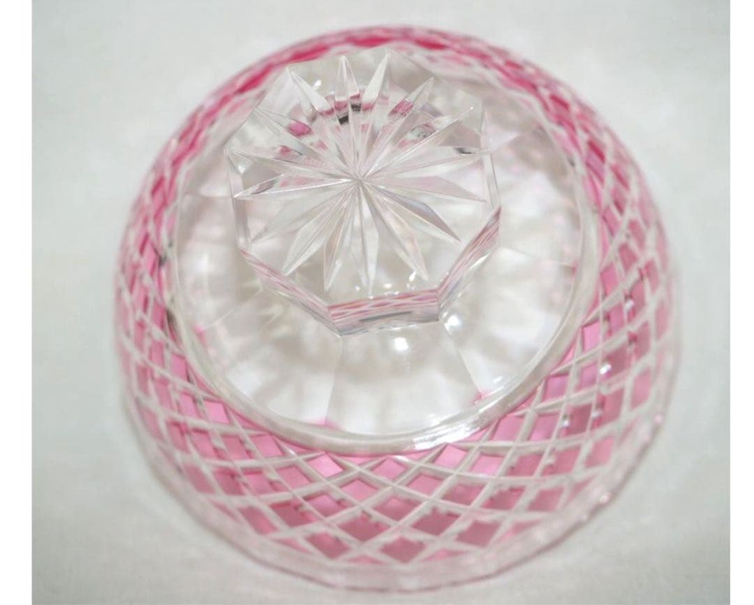 送料無料　薩摩切子　ぐい呑み/盃　作家物　共箱　検/江戸切子薩摩切子