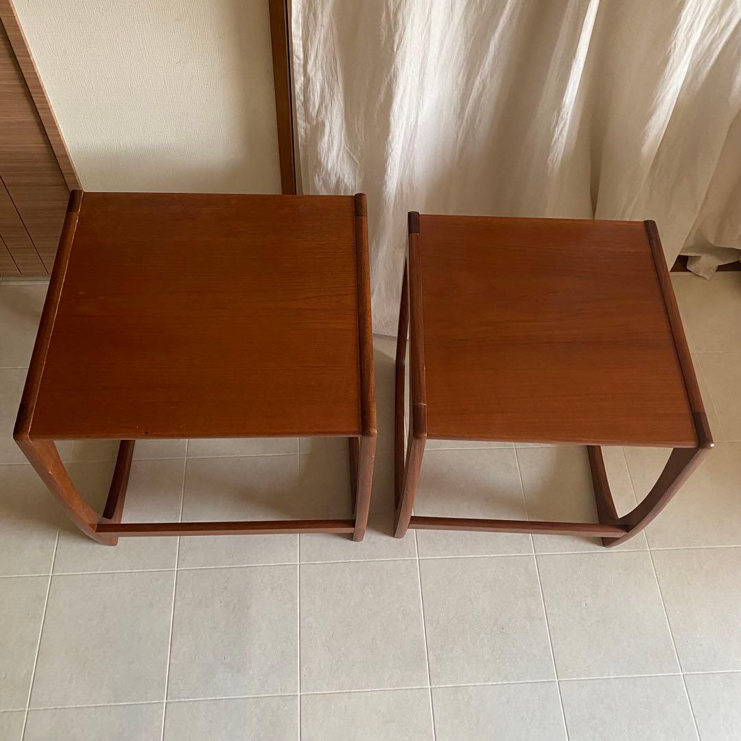 美品　北欧　アンティーク　ネストテーブル　セット　サイドテーブル　チーク　机