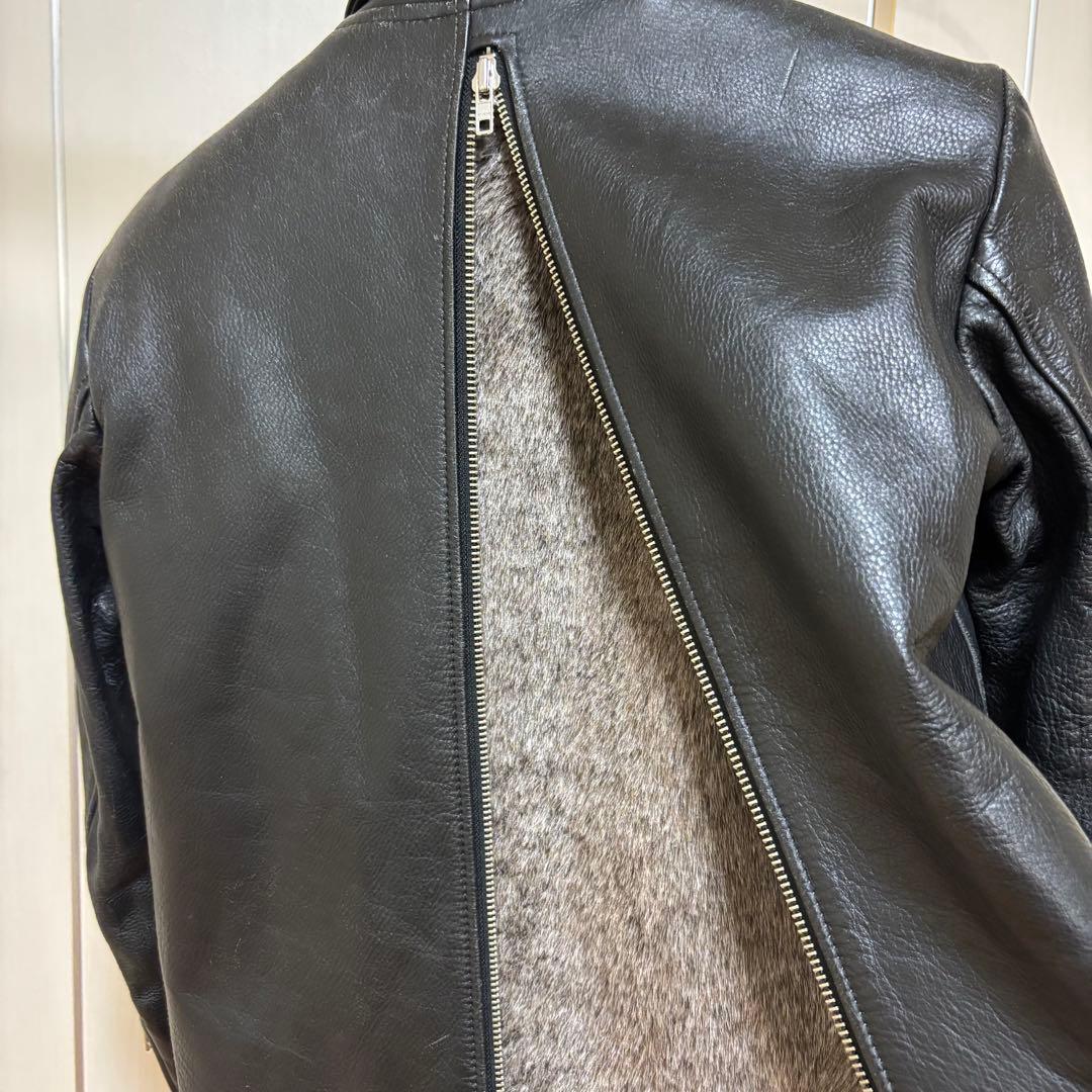 【希少】layering gimmick leather jacket