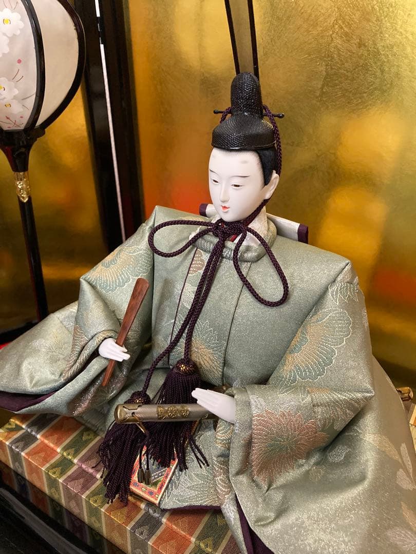 雛人形セット 親王飾り　西陣織　金屏風付き