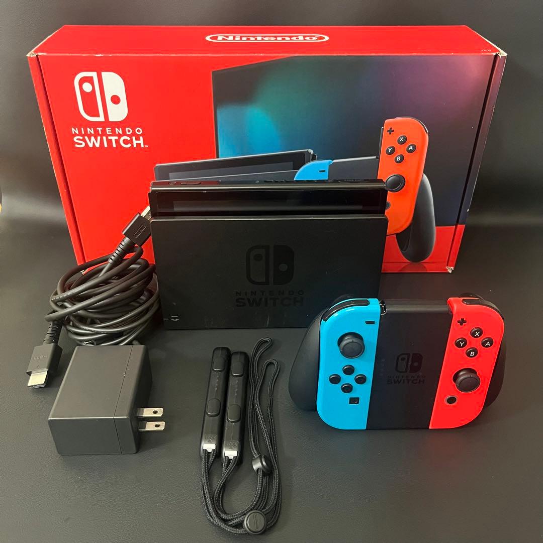 【美品/新品スティック交換済み/完品/動作確認OK】Switch 本体 青/赤