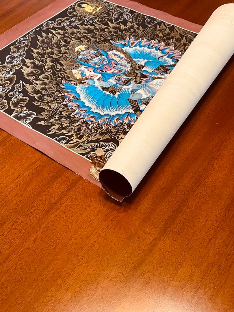 肉筆画 一点物 ヤマーンタカ 歓喜天 大威徳明王 曼荼羅 タンカ