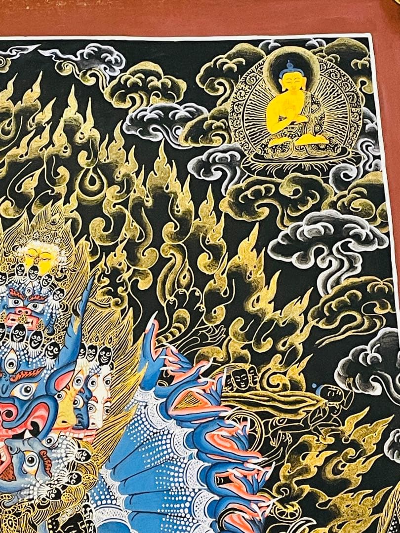 肉筆画 一点物 ヤマーンタカ 歓喜天 大威徳明王 曼荼羅 タンカ