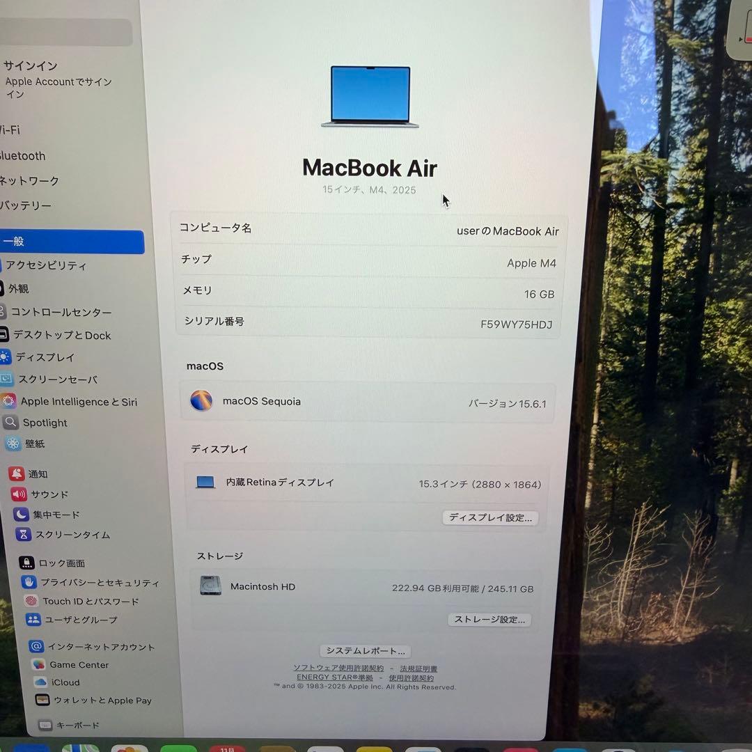 MacBook Air 15インチ M4 16GB 256GB 新品同様