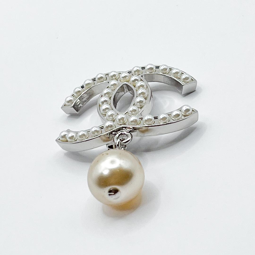 美品★シャネル ブローチ パール シルバー ヴィンテージ ココマーク 06 V