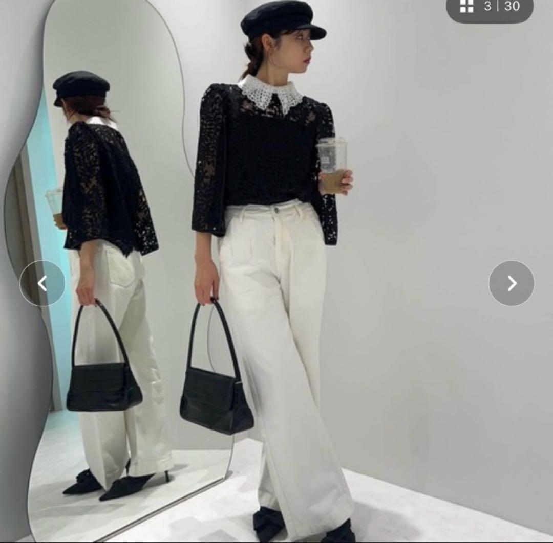 【LEJA】 リーフレースカラースリットスリーブ｜ラインセット アップワンピース