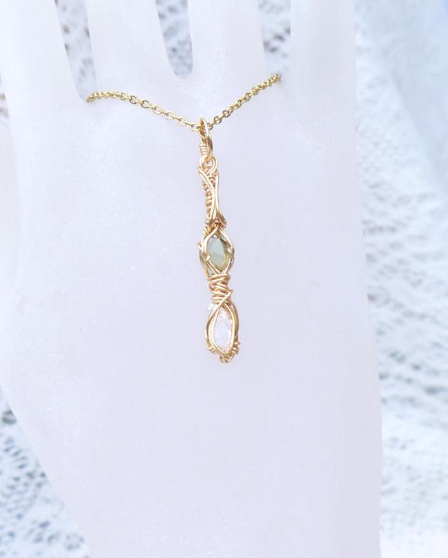 高波動フェナカイトシナジーペンダントトップ（サポートストーン：モルダバイト）◇