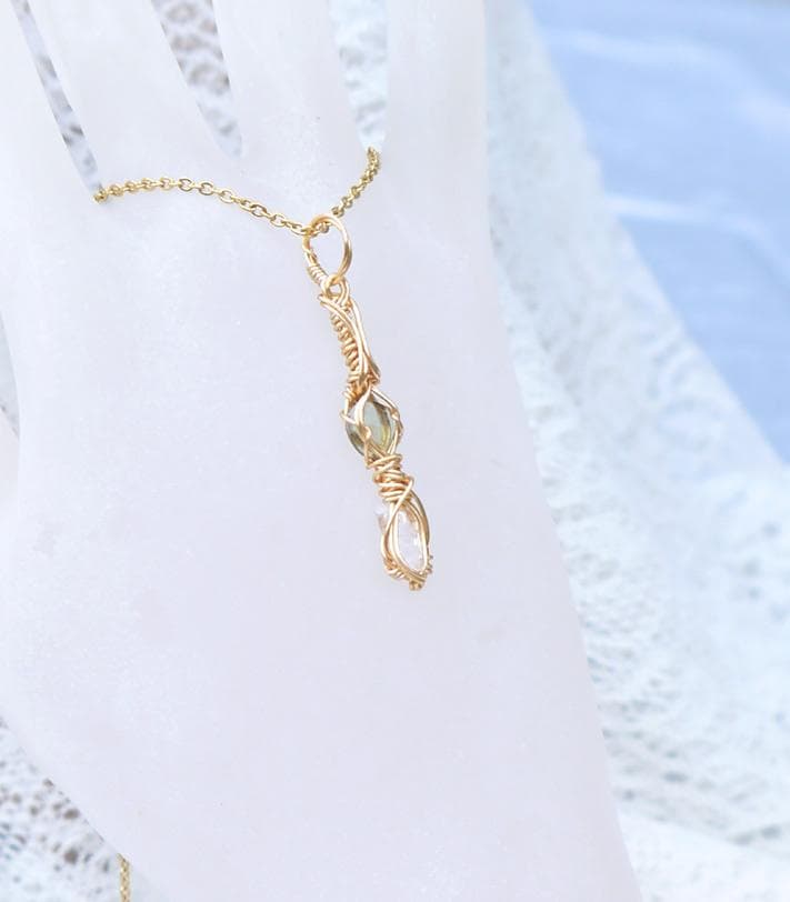 高波動フェナカイトシナジーペンダントトップ（サポートストーン：モルダバイト）◇