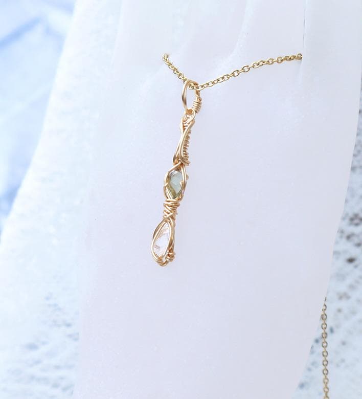 高波動フェナカイトシナジーペンダントトップ（サポートストーン：モルダバイト）◇