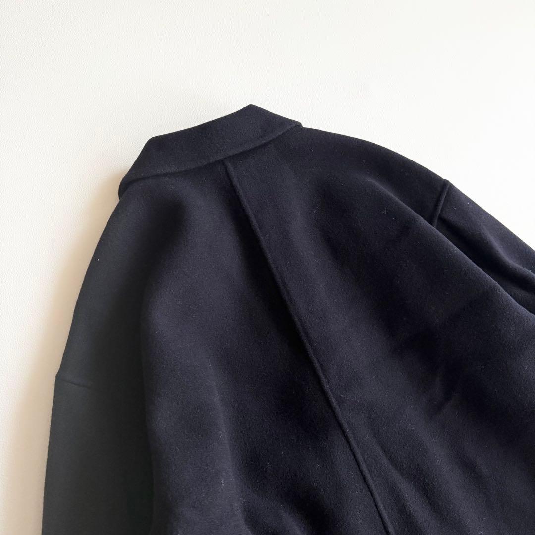 【ナノユニバース】PURE LAMBS リバーロングコート ネイビー M