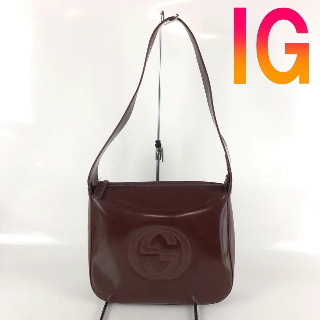 GUCCI グッチ エナメル ショルダーバッグ レッド レディース ブランド