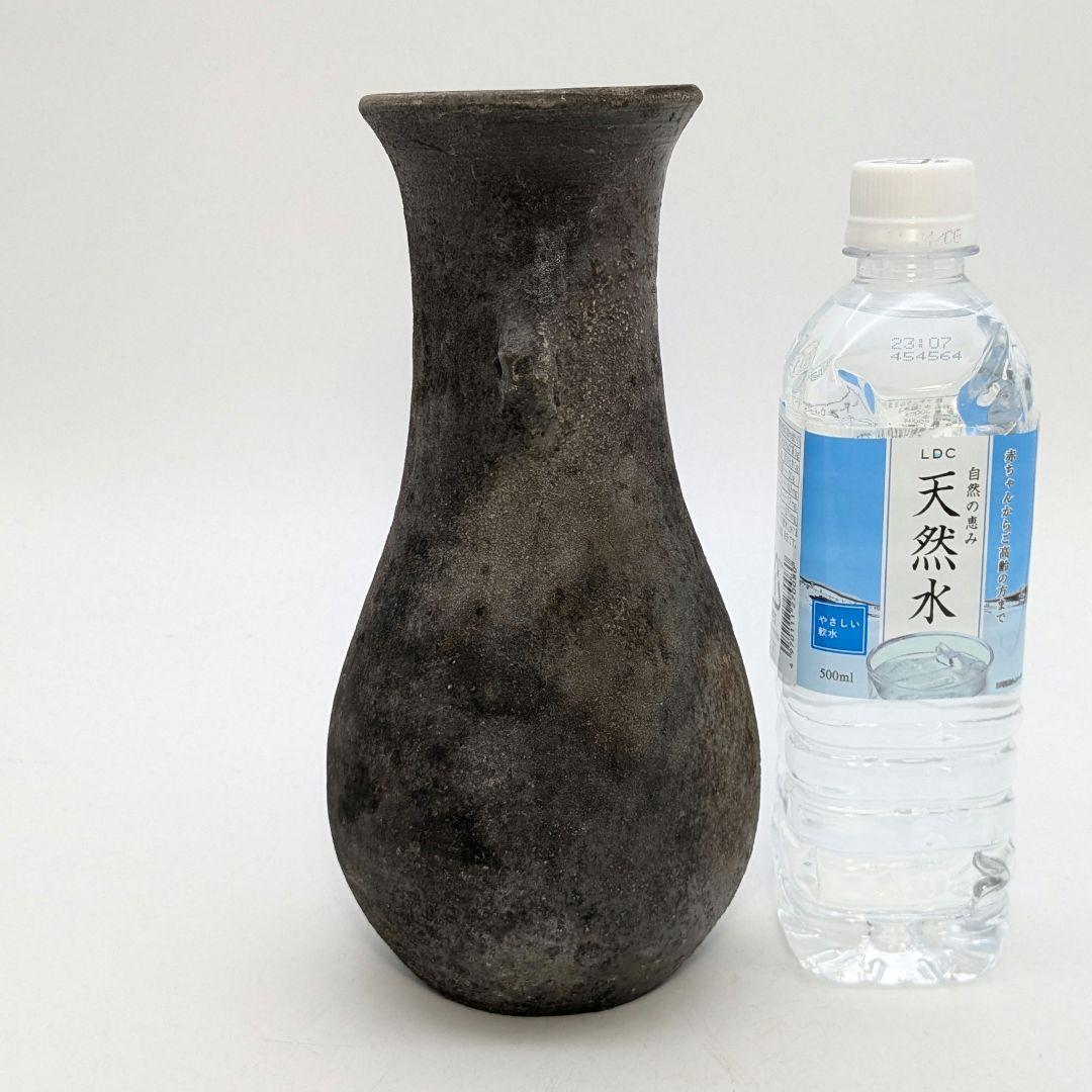 岡山県重要無形文化財 山本出 備前焼 耳付花入 備前須恵 花瓶 花器 置物 窯変