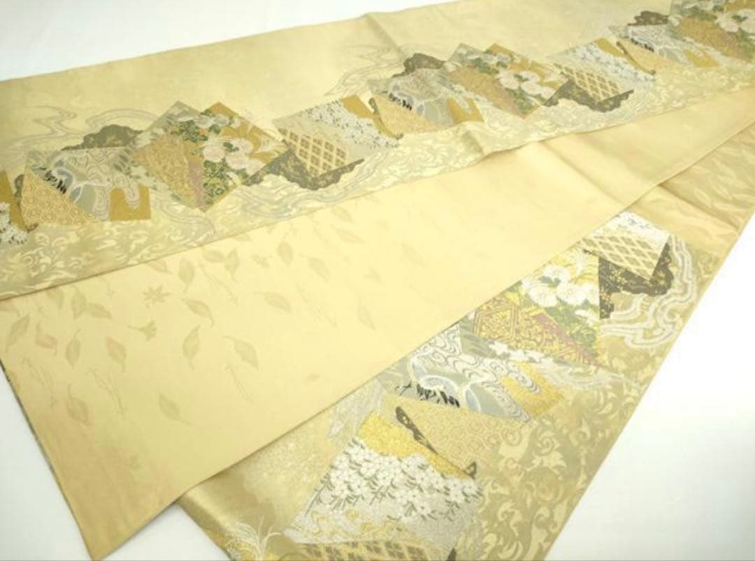 振袖フルセット6点M〜Lサイズ駒刺繍　雲取り金箔　正絹　売り切り終了