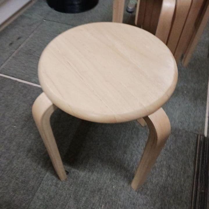スツール 木製 1脚 天然木 丸椅子 シンプル スタッキング ４脚セット K ⑬