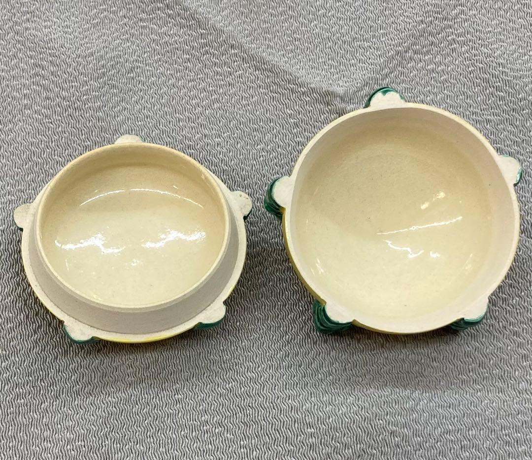 B15s  清閑寺窯　祥平造　黄南京宝珠香合　共箱　京都　茶道具香道具  竜