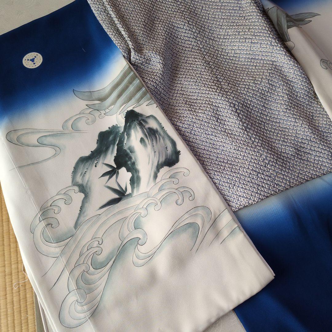 七五三３歳男の子正絹着物と正絹総絞り手縫いの被布（長襦袢付き）