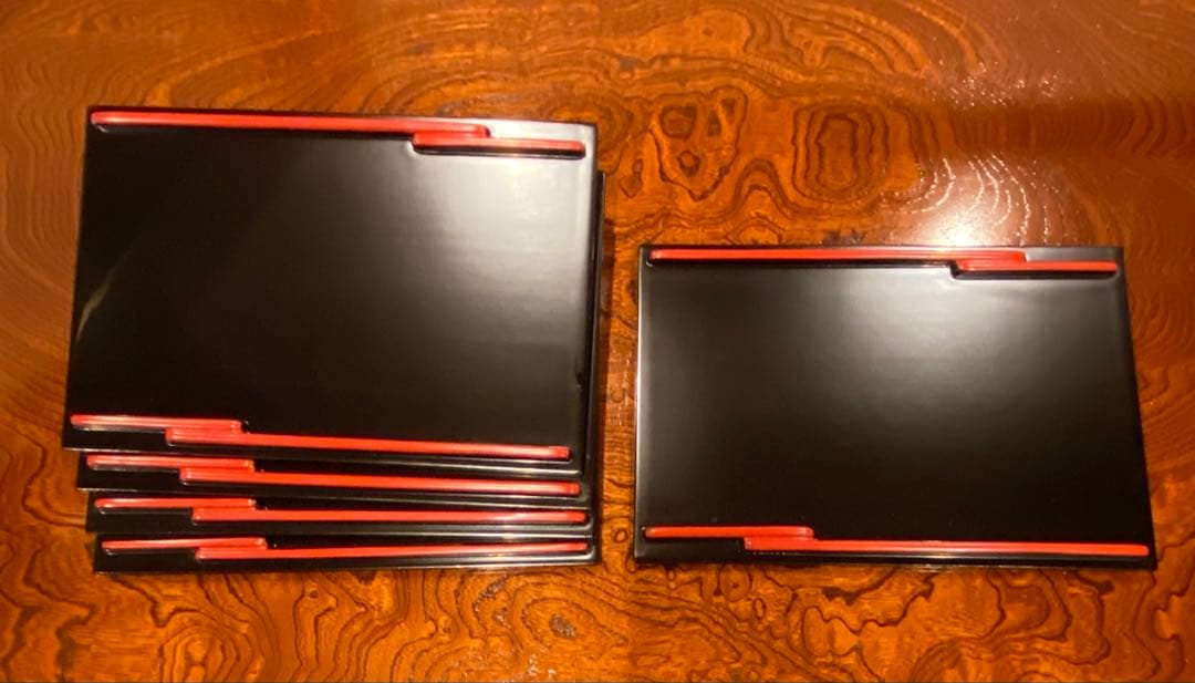 輪島塗　付出皿　五客　龍作　天然木　共箱　M247