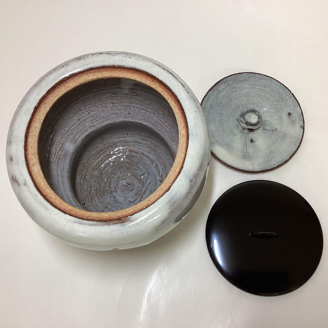 水指 萩 単瓢 守繁徹作 蓋修理あり 塗蓋付 桐箱入り 茶道具 古物品