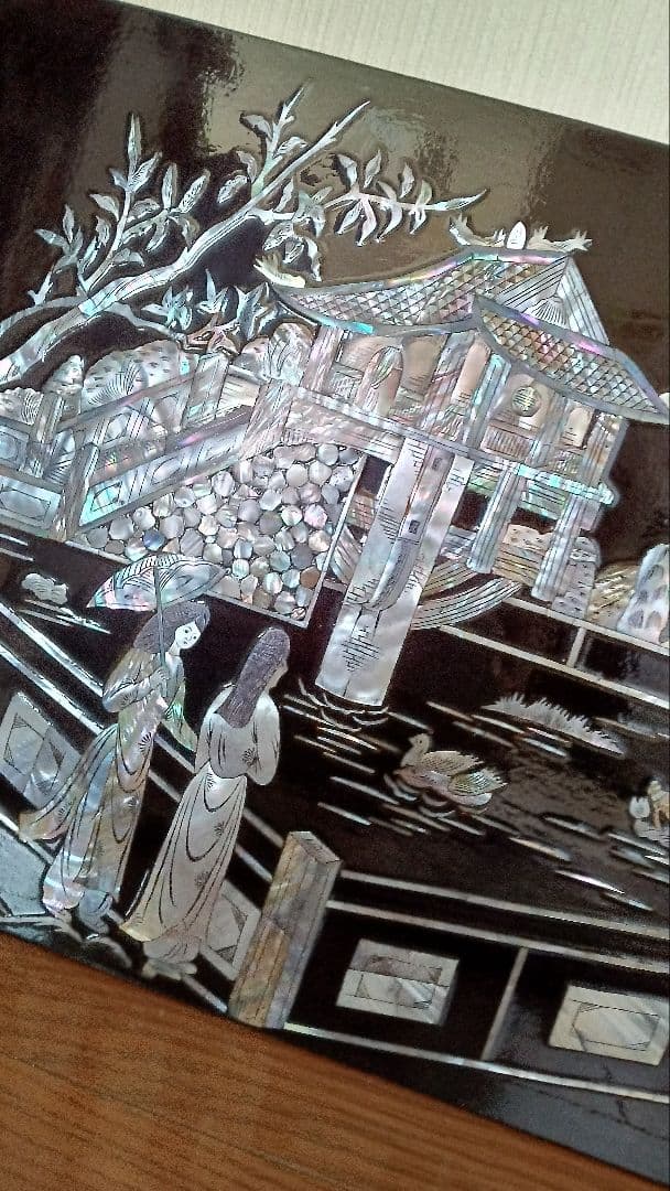 螺鈿細工　壁掛け　中国工芸　アンティーク　59×39.5cm
