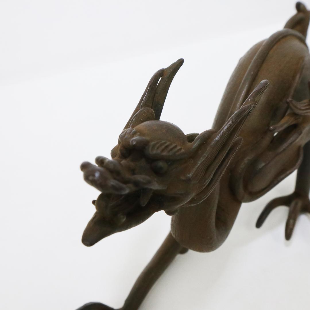 蝋型師 須賀月真 作 鋳銅 雨龍 置物 共箱