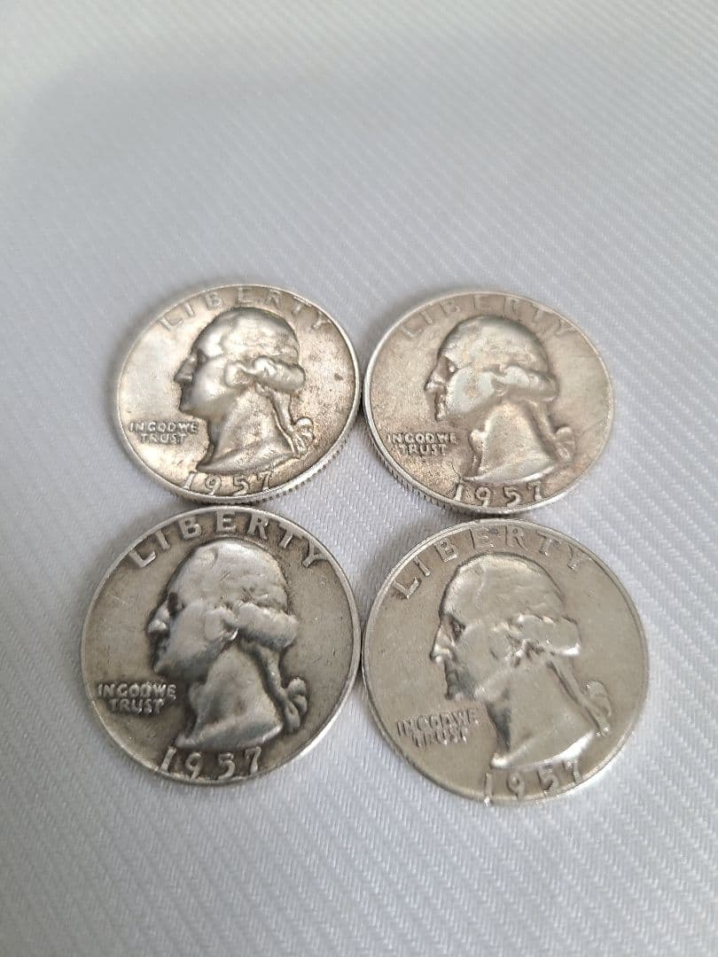 【希少・銀貨】1957年 アメリカ 25セント硬貨（デンバー造幣局 D刻印）