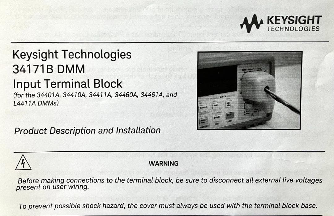その他 Keysight 34171B DMM Input Terminal Block