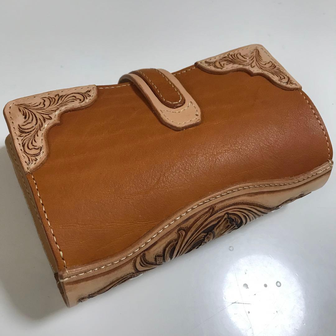 バイブルサイズシステム手帳（牛ヌメ革カービング&栃木レザー）