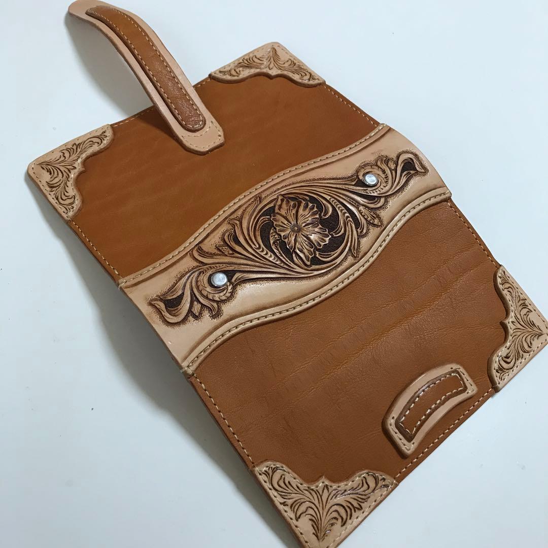 バイブルサイズシステム手帳（牛ヌメ革カービング&栃木レザー）