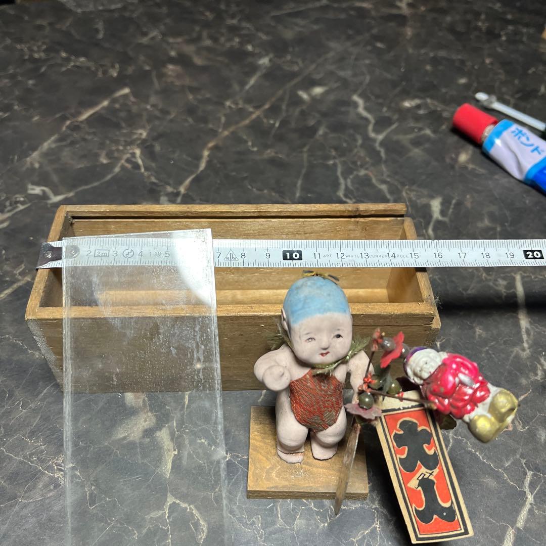 御所人形・江戸時代御所人形、鯛、御台人形・童人形・見立て人形・古いガラスケース入