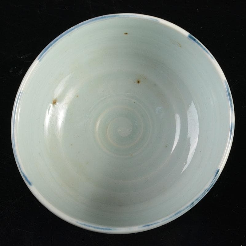 茶道具　古染付　魚波文 　煎茶碗　仕覆付　 表千家碌々斎極め箱　M　R7060