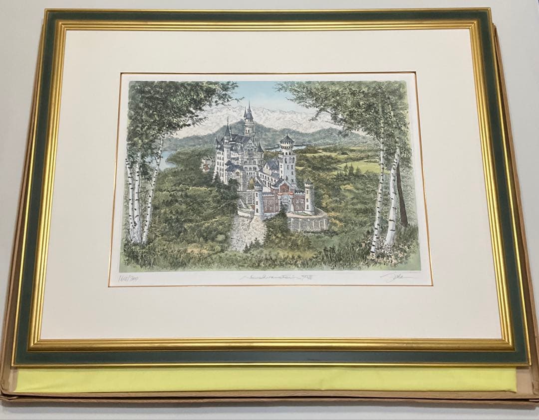 絵画・額縁・版画・織田義郎・新品未使用・ドイツ・城・美術品・インテリア・雑貨