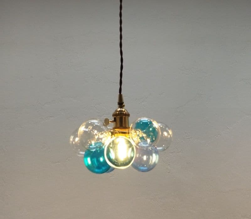 バブルペンダントランプブルー系ガラスボールペンダントライトバブルシャンデリア青