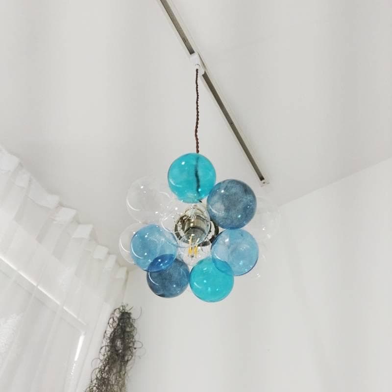 バブルペンダントランプブルー系ガラスボールペンダントライトバブルシャンデリア青