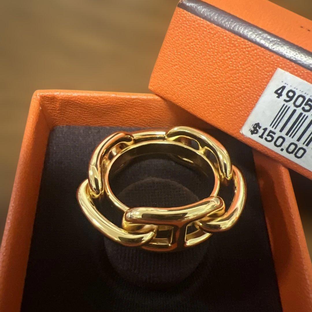 未使用級　エルメス　シェーヌダンクル　スカーフリング　　ゴールド　金