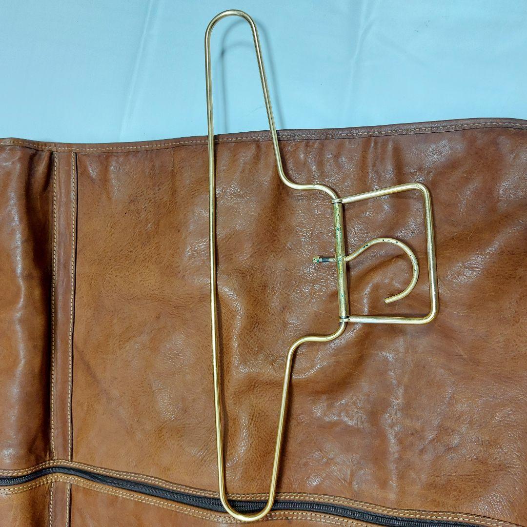 最高級バケッタレザー本革ガーメントバック　衣装ケース茶色ゴールドカラーのハンガー