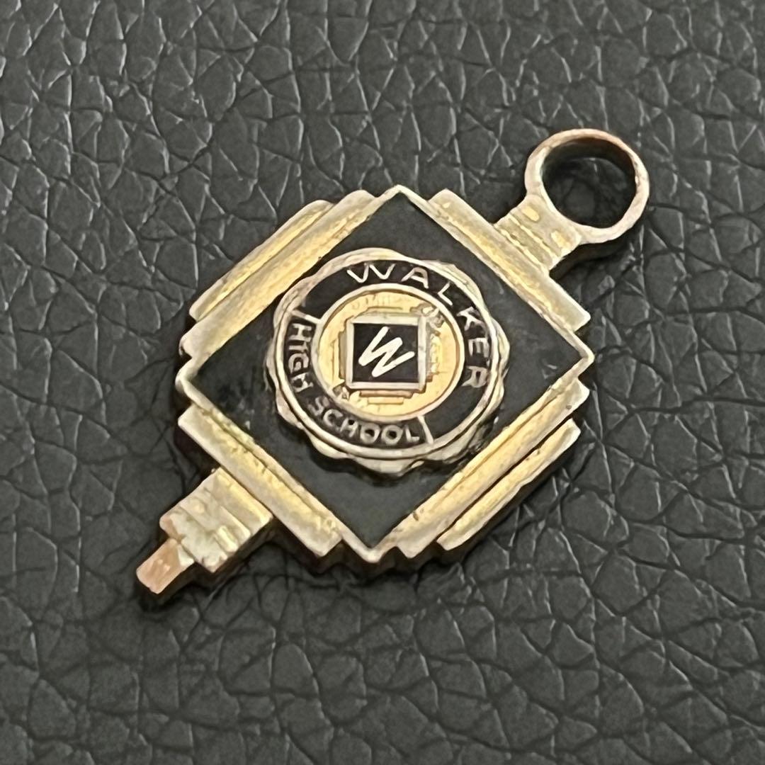 カレッジリング金ゴールド黒ネックレストップ社章ピンズ40sバッジ/バッヂ古着